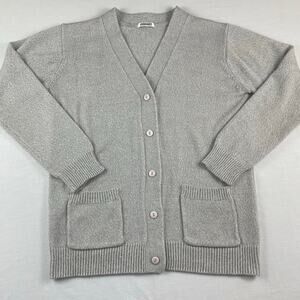 Damart Heather Gray Knit Cardigan, Womens Size Medium
